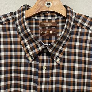 Oak Hill Men Dress Shirt 4XL 100% Cotton Wrinkle Free Continuous Comfort Pocket